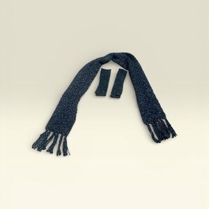 Joe Boxer Black Scarf With  Speckled Gold and Fingerless Gloves Set